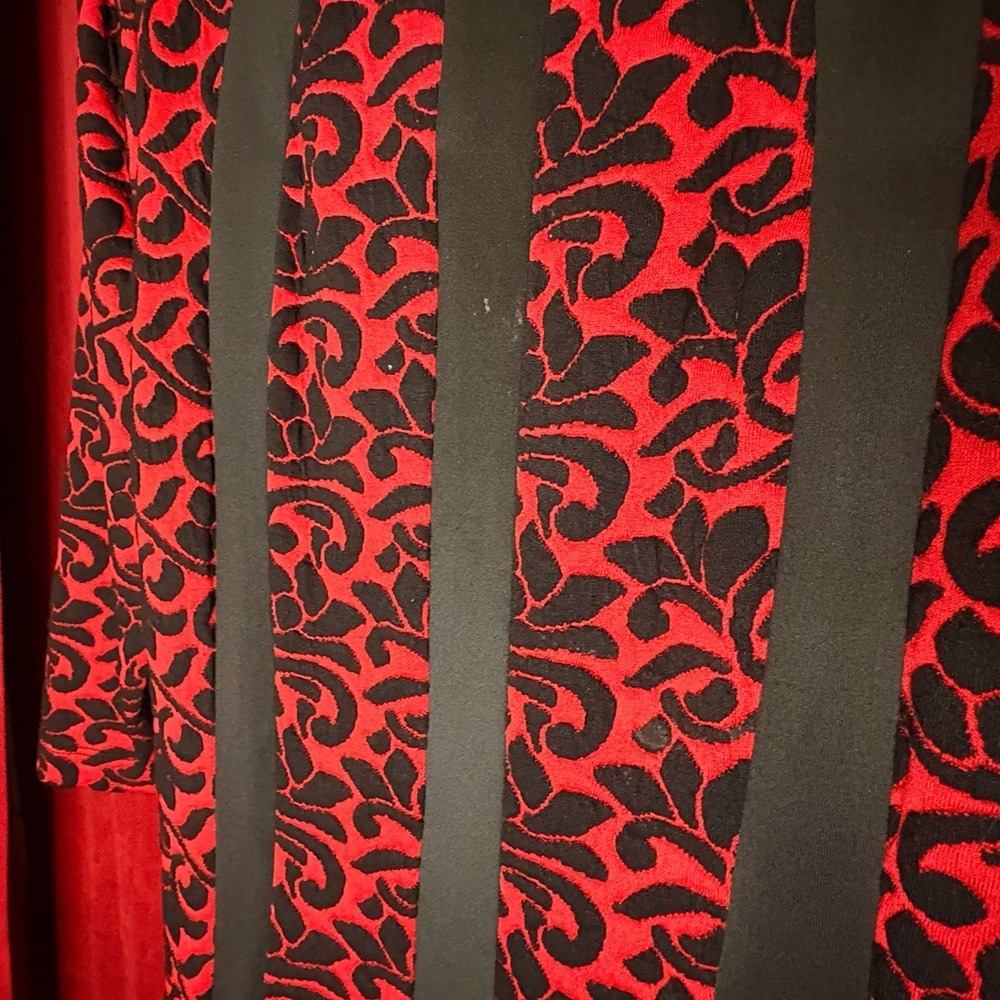 Christopher and Banks Elegant Red and Black Long Sleeve Dress Sz 14 - Picture 10 of 12